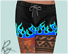 Tattoo Flame Shorts-Blue