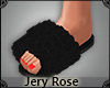 [JR] Black Fur Slippers