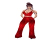 silk red 2 pc pant suit