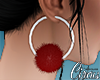 C`Red FurBall Earrings