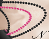 N:Necklace-Bead Blk Pink