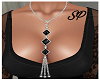 Long Necklace Silver Blk