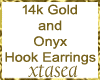 Onyx n Gold Hook Earring