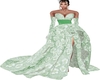 green floral gown
