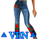 Color jeans Red Roses