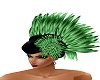 Blk hair,Grn Feathers