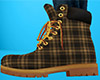 Brown Work Boots Plaid F