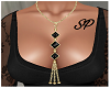 Long Necklace Gold Black