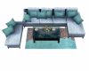Teal flower couch