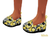Yellow Print flat shoes