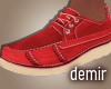 [D] Red suede loafers