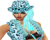 hair hat léopard bleu