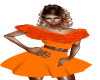 Orange fur trim dress