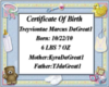 MYBABY Birth Certificate