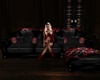 Black with red couch