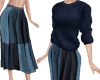 TF* Blue Patchwork Skirt