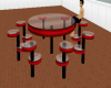 (BL)Red Glass top Table