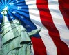 american flag/statue
