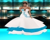 white/ teal ball gown