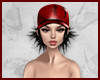 red cap + hair