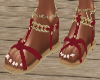 red chained up sandals