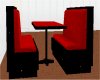 red & black dining booth