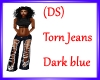 (DS)dark blue torn jeans