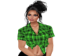 Green Plaid  Tied Top