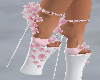 Pink Flowers White Heels