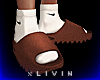 Brown Slides White Socks