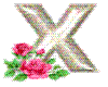X WITH ROSES AND GLITTER