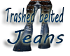 trashed belted jeans