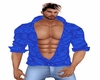 blue open shirt