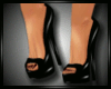 Black PVC Peep Toe Heels