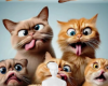 Funny face cats bg