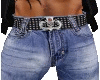 faded jeans w/skull belt