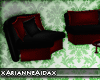 [AA] Red Black Sofa Set