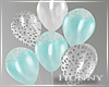 H. Teal Silver Balloons