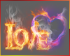 flaming love word heart