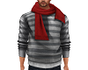Grey Sweater/Red Scarf