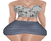 Grey Floral Crop n Skirt