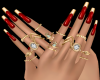 Red/gold nails w rings