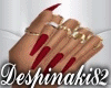 Ds Wine Nails+Gold Rings