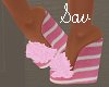 Fur Wedges-Beach Pink