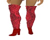 Red lace n velvet boots
