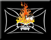 flaming skull cross