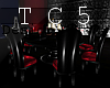 Black red table set