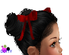 twin red hair bows