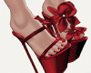 Floral Strap Heels Red