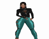 Teal Leather Heart pants